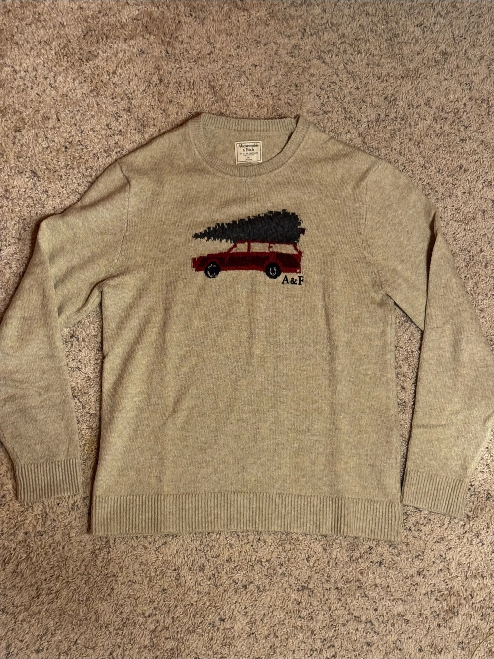 Vintage Y2K Abercrombie & Fitch Christmas Tree Station Wagon Sweater Size M